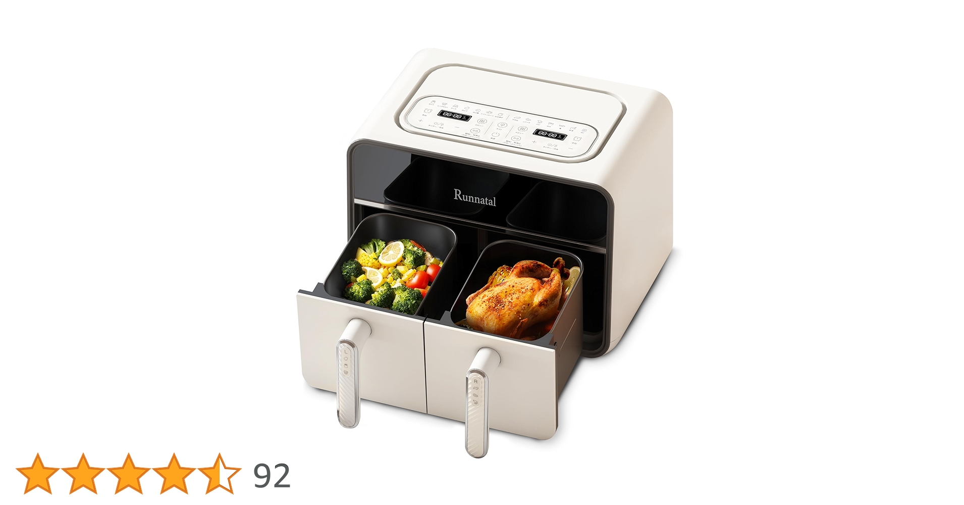 Runnatal エアフライヤー 8L 大容量電気フライヤー 家庭用 Runnatal ノンフライヤー 8L 大容量 電気 エアフライヤー 1-8人